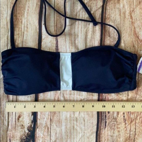 Lively Swim Top Navy Blue White Stripe M - Picture 4 of 7